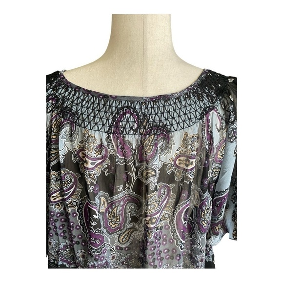 NWOT-TRAMP-SEMI SHEER PAISLEY PRINT TOP-SIZE LARGE - Picture 7 of 10